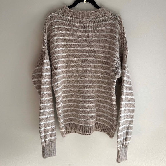 Alex Mill Harbor Striped Cotton Sweater | Men’s L/XL | Beige Ivory Winter Knit - Picture 3 of 8